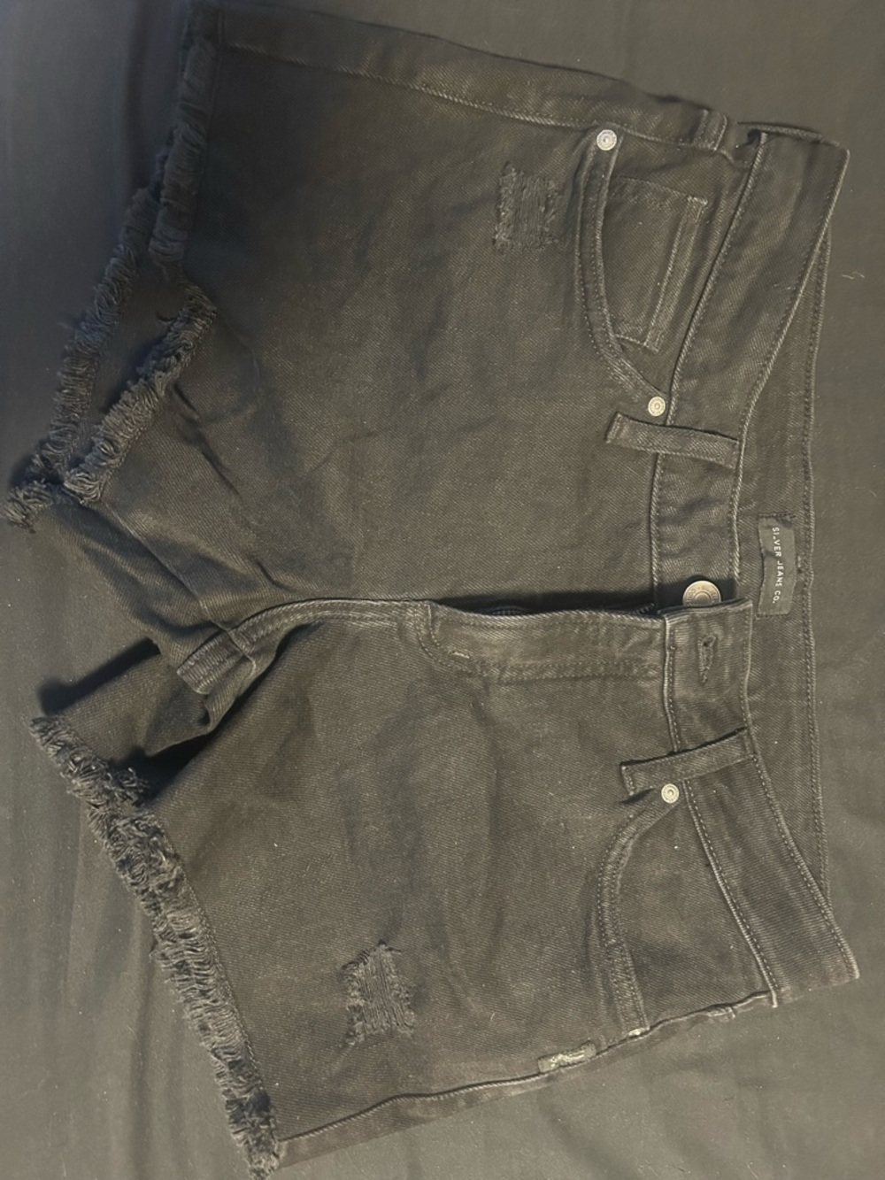 Silver Jeans Black Denim Short with Subtle Distress